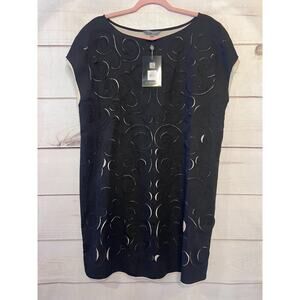 CATHERINE MALANDRINO for DESIGN NATION Black Ivory Laser Cut Dress Size L NWT